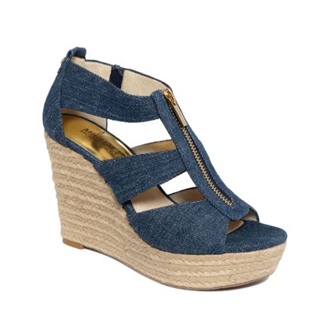 michael kors josephine denim wedge|Michael Kors sandals wedges zipper.